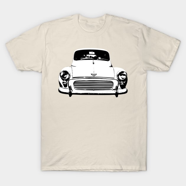 Morris Minor 1960s British classic car monoblock black and white T-Shirt by soitwouldseem